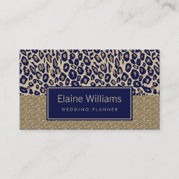 glitter gold navy Leopard print chic Cards