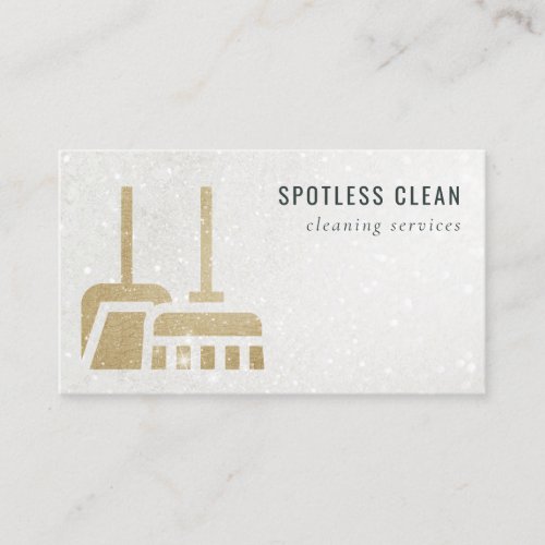 Glitter Gold Ochre Yellow Broom Cleaning Service Business Card