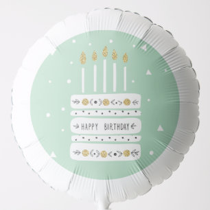 Glitter Gold Pastel Birthday Cake Illustration Balloon