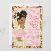 Glitter Gold & Pink Girl Baby Shower Ethnic Invitation (Front)