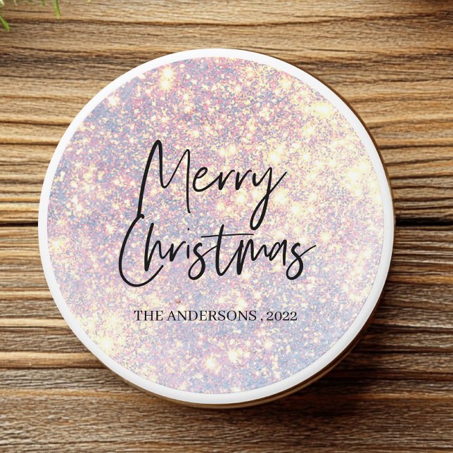 "Glitter Gold & Pink Merry Christmas  Mini Candle Favors (Creator Uploaded)