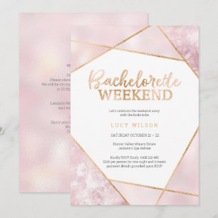Glitter Gold PinkBachelorette Weekend Invitation