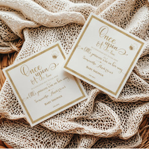 Glitter Gold Princess Once Upon A Time Baby Shower Napkins