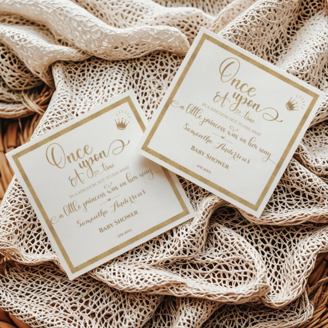 Glitter Gold Princess Once Upon A Time Baby Shower Napkins (Creator Uploaded)