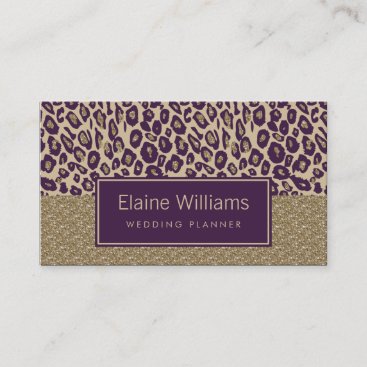 glitter gold purple Leopard print chic Cards