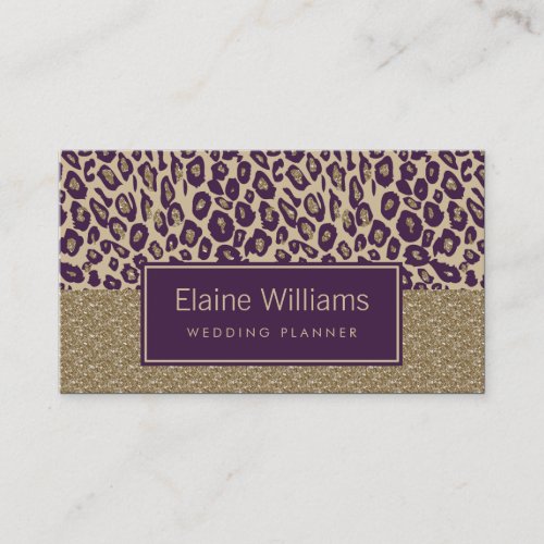 glitter gold purple Leopard print chic Cards