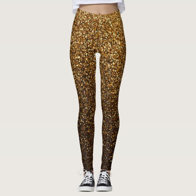 Glitter Gold Rave Love Leggings (Front)