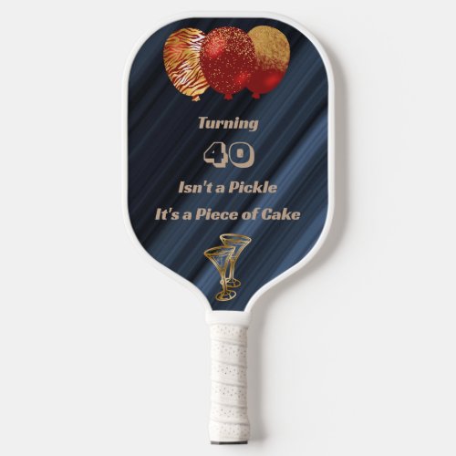 Glitter Gold Red Balloons  Birthday Quote Pickleball Paddle