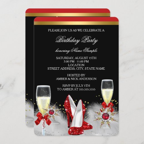 Glitter Gold Red Heels Black Silver Champagne 2 Invitation