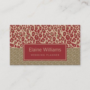 glitter gold red Leopard print chic Cards