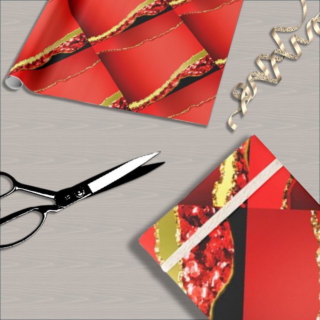 Glitter & Gold, Ripped Edge in Red, Wrapping Paper (Creator Uploaded)