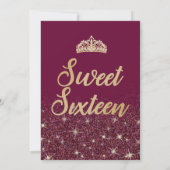 Glitter & Gold, Ruby Sweet 16 Birthday Invitations (Back)
