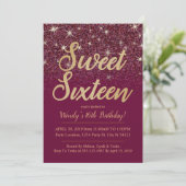 Glitter & Gold, Ruby Sweet 16 Birthday Invitations (Standing Front)