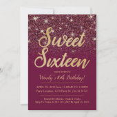 Glitter & Gold, Ruby Sweet 16 Birthday Invitations (Front)