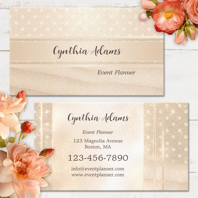Glitter Gold Sandy Sparkle Event Planner Business Card (Creator Uploaded)