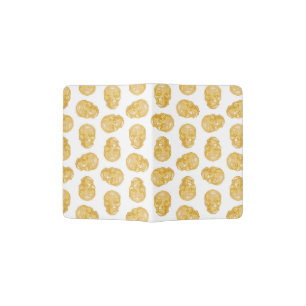 Glitter Gold Skulls Pattern Retro Golden Skulls Passport Holder
