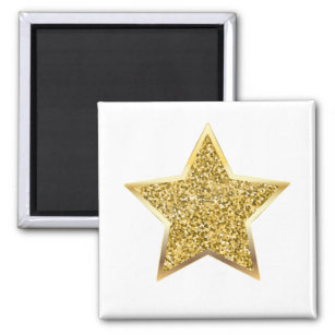Sparkling Gold Star Sticker with White Border