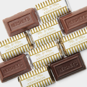 Glitter Gold Stripes Wedding Couple Hershey's Miniatures