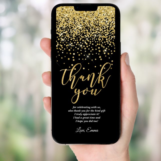 glitter gold thank you card (Front Digital)