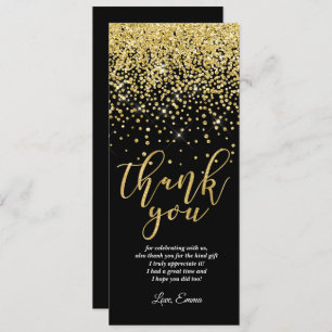 glitter gold thank you card