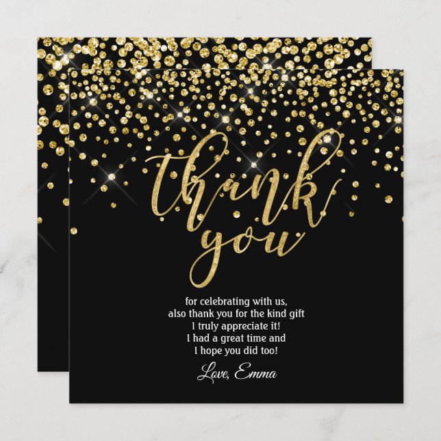 glitter gold thank you card (Front/Back)