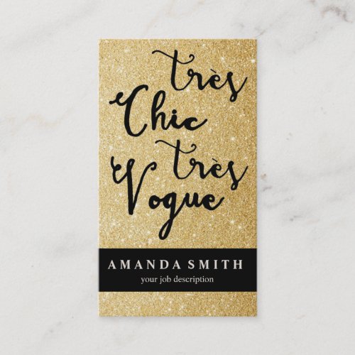 Glitter Gold Tres Chic Fashion Boutique Model Business Card