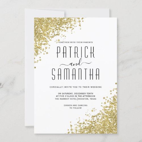 Glitter Gold Wedding Invitation
