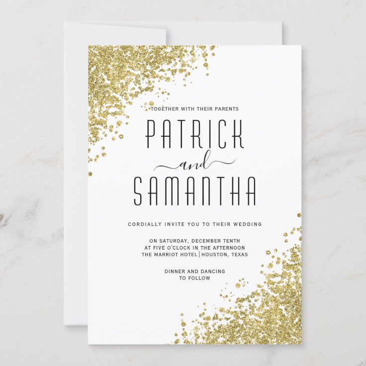 Glitter Gold Wedding Invitation 