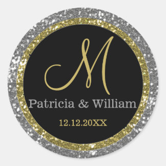 Glitter Gold Wedding Monogram Seals