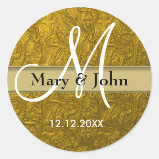 Glitter Gold Wedding Monogram Seals