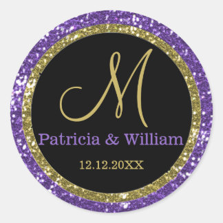 Glitter Gold Wedding Monogram Seals