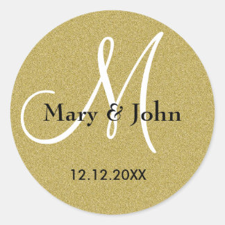 Glitter Gold Wedding Monogram Seals