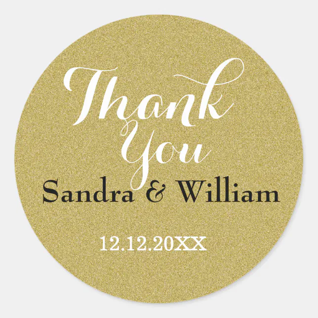 Glitter Gold Wedding Thank You Seals | Zazzle