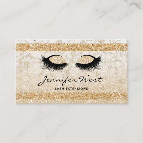 Glitter Gold white marble makeup artist eyelashes Business Card