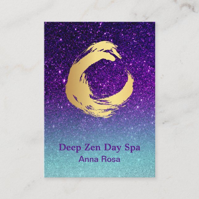 *~*  Glitter Gold Zen Spiral Meditation Reiki Business Card (Front)