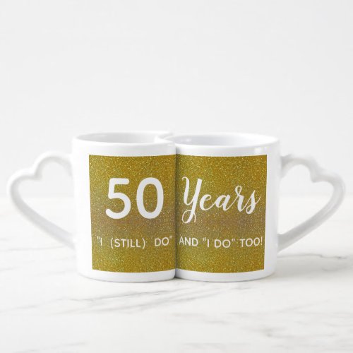 Glitter Golden Anniversary Mug Set Customizable