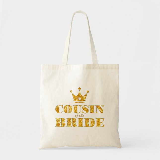 Glitter Golden Cousin of the Bride Tote Bag (Front)