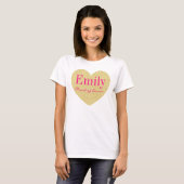 Glitter Golden Heart Personalized Maid of honor T-Shirt (Front Full)