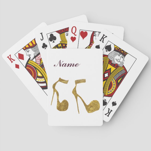 Glitter Golden High Heel Shoes Poker Cards (Back)