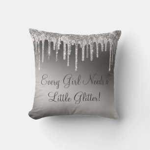 Glitter Gorgeous Gold Girly Sparkle Typography Throw Pillow