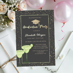 Glitter Grad Cap,Confetti,Martini Invitation