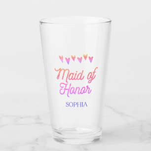 Glitter Gradation Heart Maid of Honor Glass
