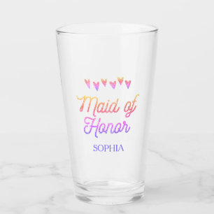 Glitter Gradation Heart Maid of Honor Glass