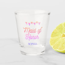 Glitter Gradation Heart Maid of Honor Glass
