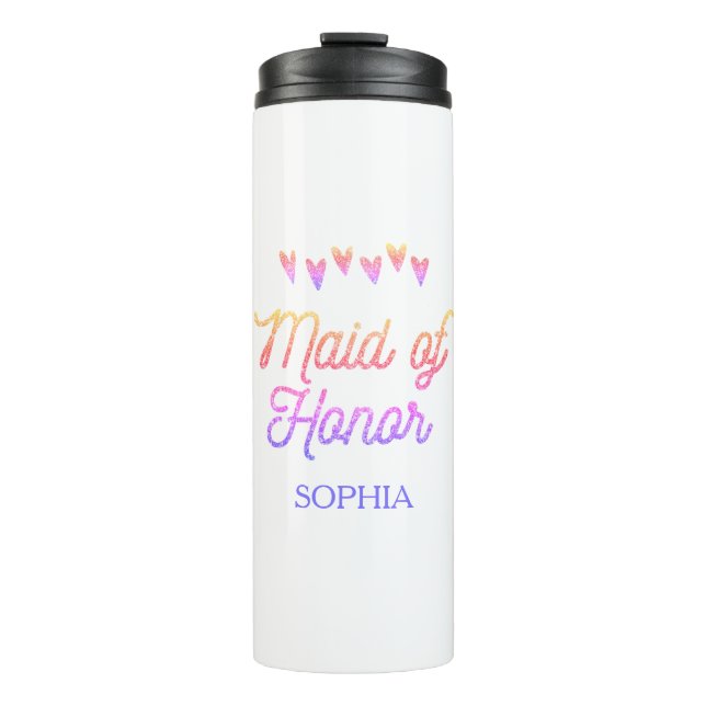 Glitter Gradation Heart Maid of Honor  Thermal Tumbler (Front)