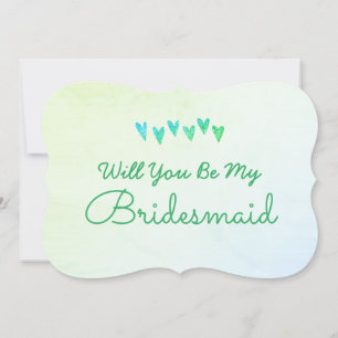 Glitter Gradation Heart Will You Be My Bridesmaid Invitation