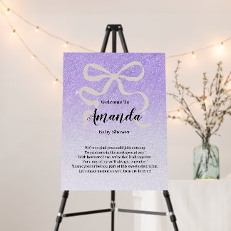 Glitter gradient coquet bow Welcome Baby Shower Foam Board