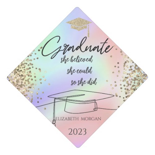  Glitter Graduate CapConfetti Holographic Graduation Cap Topper