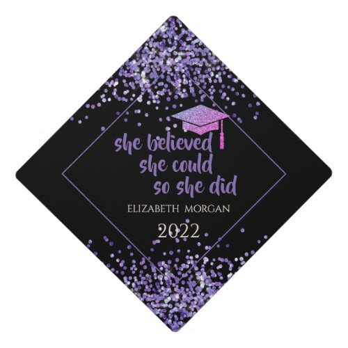 Glitter Graduate CapConfetti Violet Graduation Cap Topper