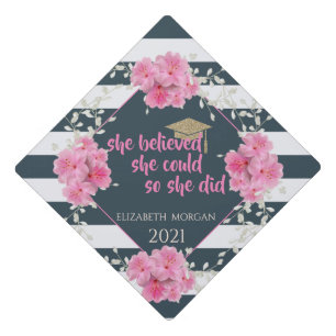 Glitter Graduate Cap,Floral,Striped Graduation Cap Topper